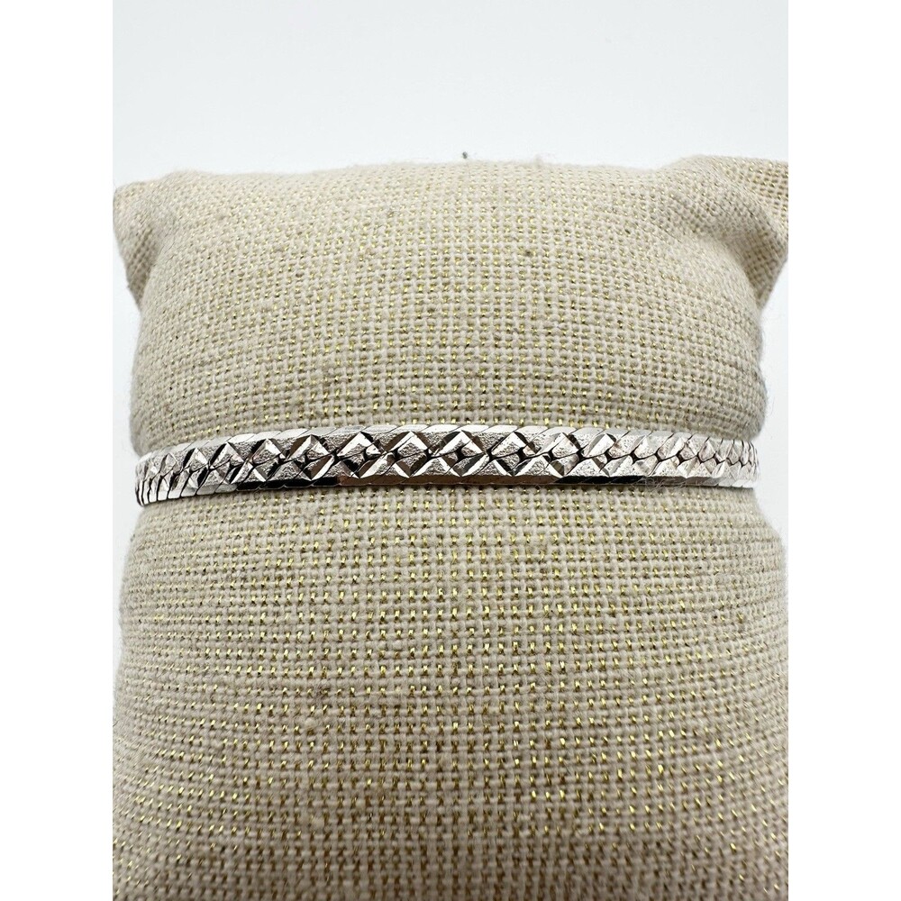 MR STERLING SILVER DIAMOND CUT HERRINGBONE BRACELET 7"
